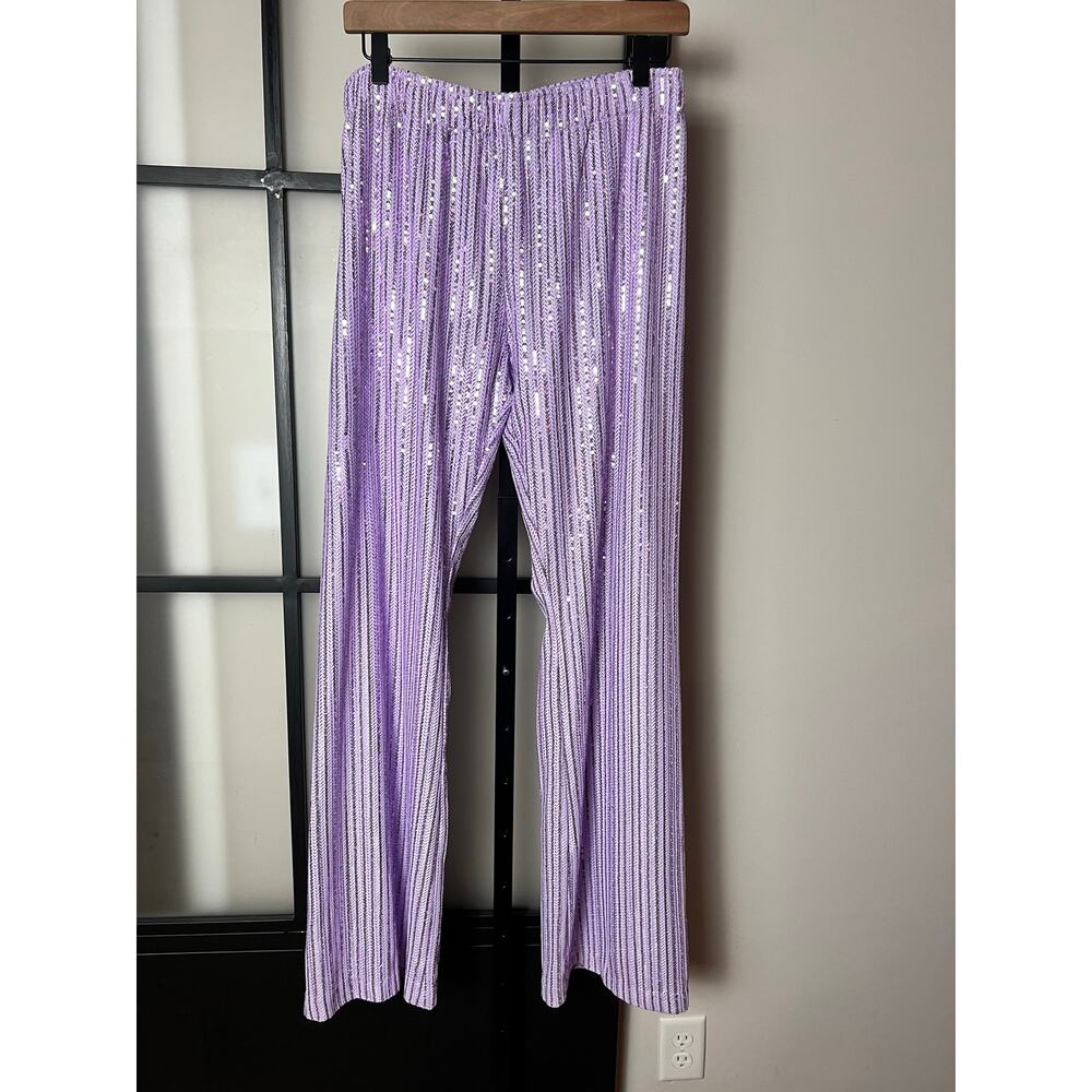 Stine Goya Markus lavender Sequin Trousers Size Large - Picture 3 of 8